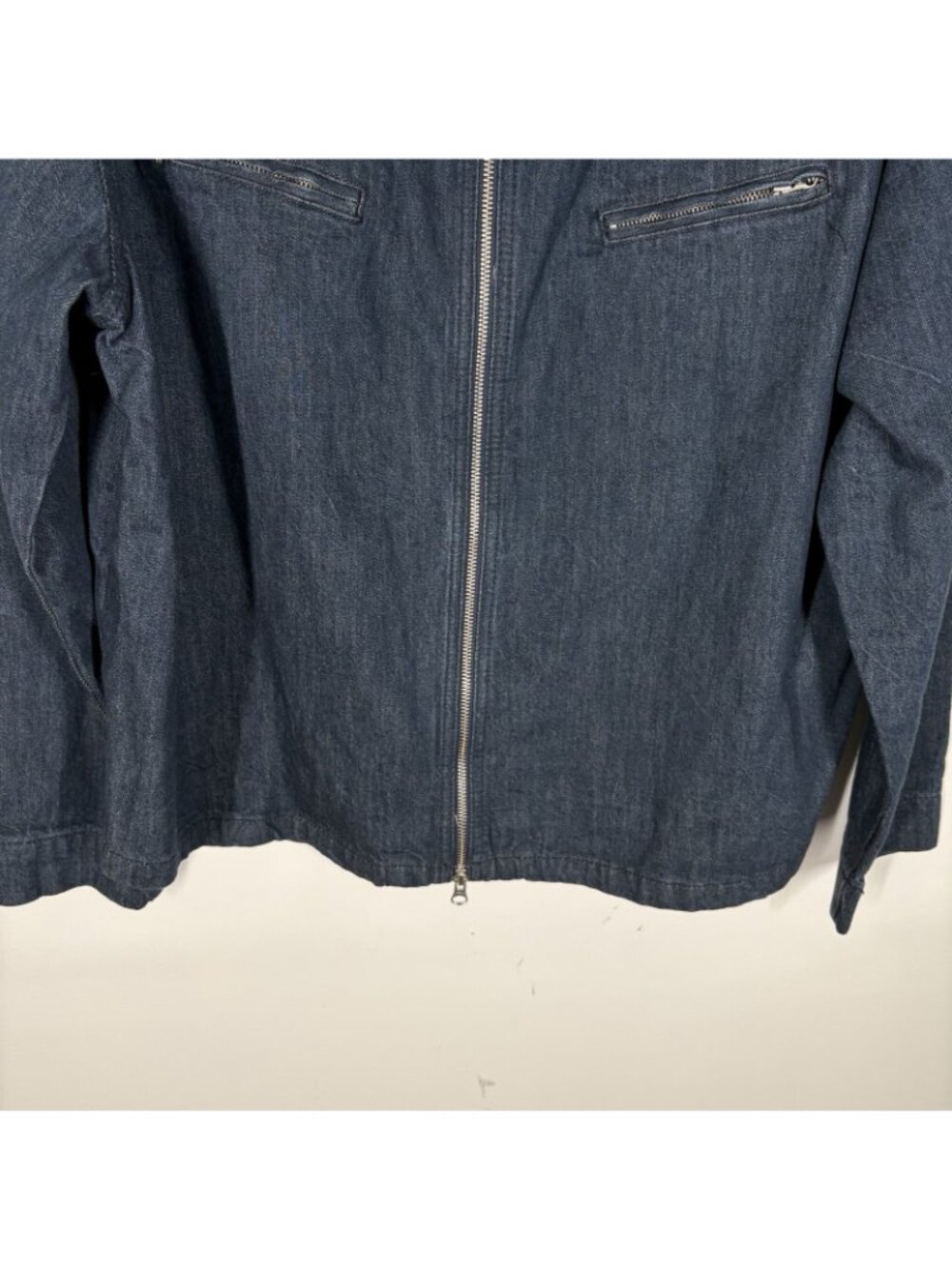 Zara Men Size L Blue Dark Wash Denim Cotton Casual Full Zip Jacket NWT - Picture 4 of 11